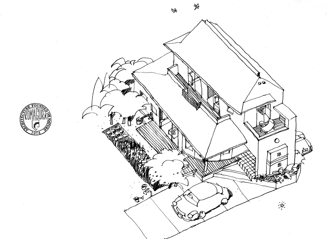 加治丘陵の麓の家 設計事務所の家づくり イラストパース家づくり 建築デザイン 住宅設計は 設計事務所 独楽蔵 こまぐら